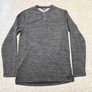 Outpost Makers Men's Long Sleeve Henley Shirt Gray Space-Dye Stretch‎ Size M